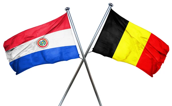 巴拉圭国旗与比利时国旗，3d 渲染 — 图库照片