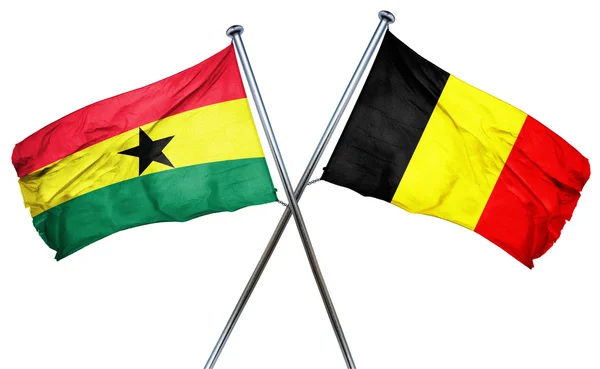 Bandiera Ghana con bandiera Belgio, rendering 3D — Foto Stock