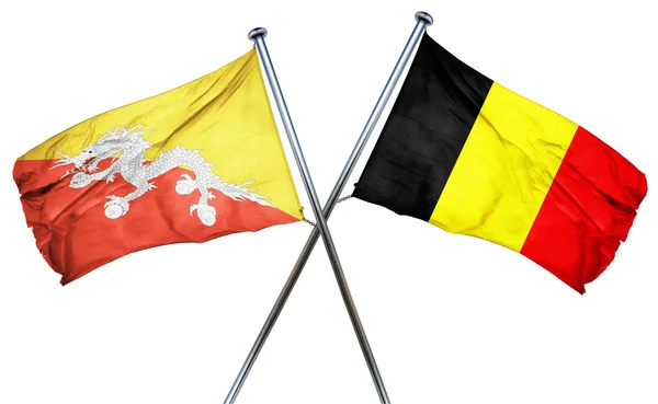 Flaga flaga Bhutanu z Belgii, renderowania 3d — Zdjęcie stockowe