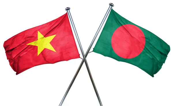 Vietnam flag with Bangladesh flag, 3D rendering — Stock Photo, Image