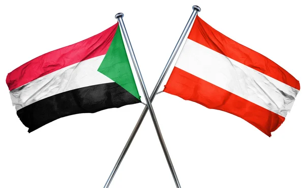 オーストリアの国旗は、3 d レンダリングとスーダンの国旗 — ストック写真