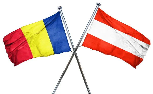 루마니아 깃발 오스트리아 플래그, 3 차원 렌더링 — 스톡 사진
