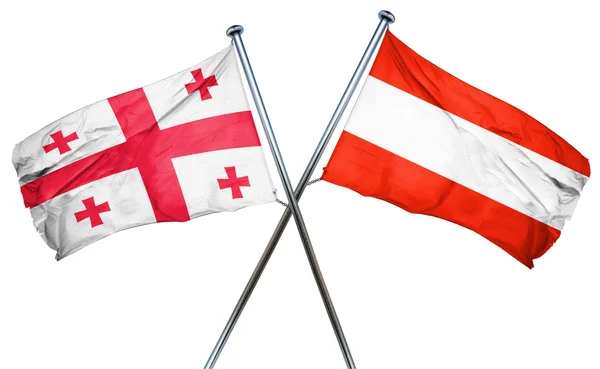Vlajka Georgie s rakouskou vlajku, 3d vykreslování — Stock fotografie