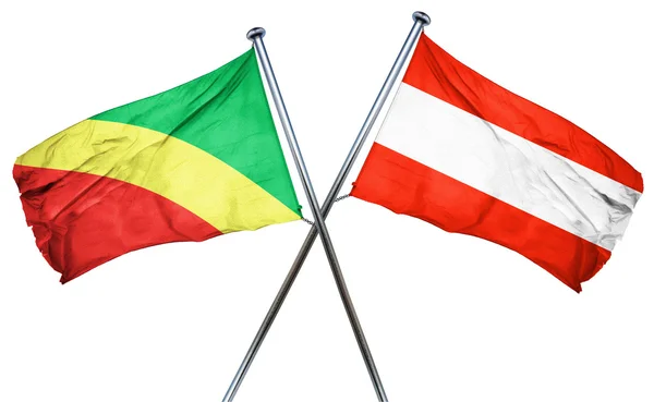 オーストリアの国旗は、3 d レンダリングとコンゴの旗 — ストック写真