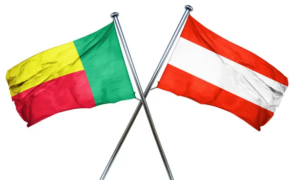 Benin flag with Austrian flag, 3D rendering — ストック写真