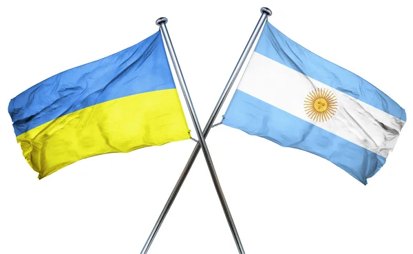 Ukraine flag with Argentina flag, 3D rendering — Stock Photo, Image