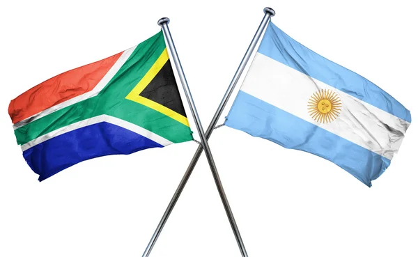Bandeira da África do Sul com bandeira da Argentina, renderização 3D — Fotografia de Stock