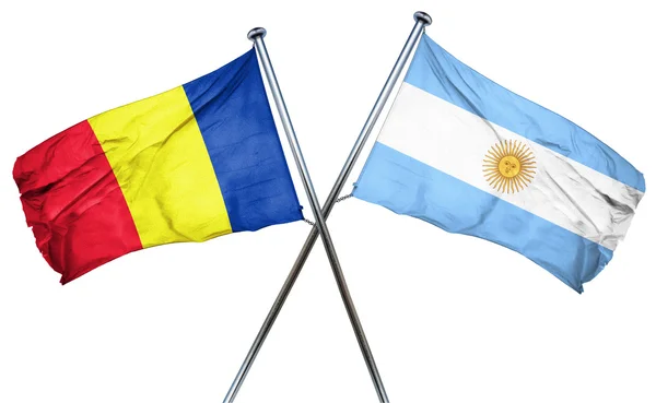 Флаг Румынии с флагом Аргентины, 3D рендеринг — стоковое фото