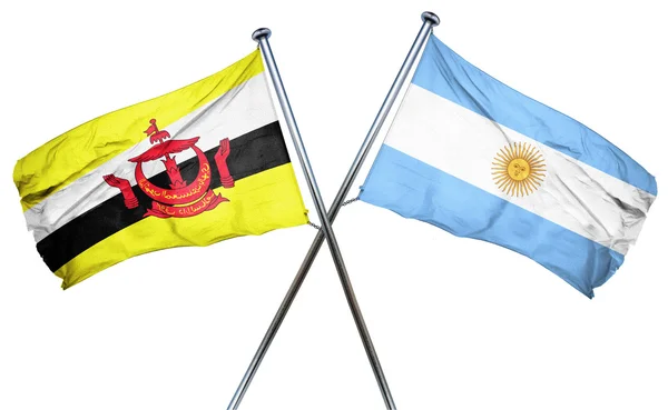 Vlag van Brunei met Argentinië vlag, 3D-rendering — Stockfoto