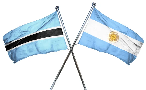 Bandera de Botswana con Bandera de Argentina, Renderizado 3D — Foto de Stock