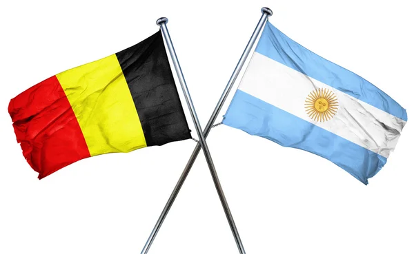 Flaga Belgii z flagą Argentyny, renderowania 3d — Zdjęcie stockowe