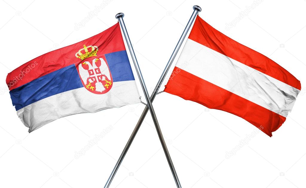 オーストリアの国旗は 3 D レンダリングとセルビアの国旗 ストック写真 C Ellandar