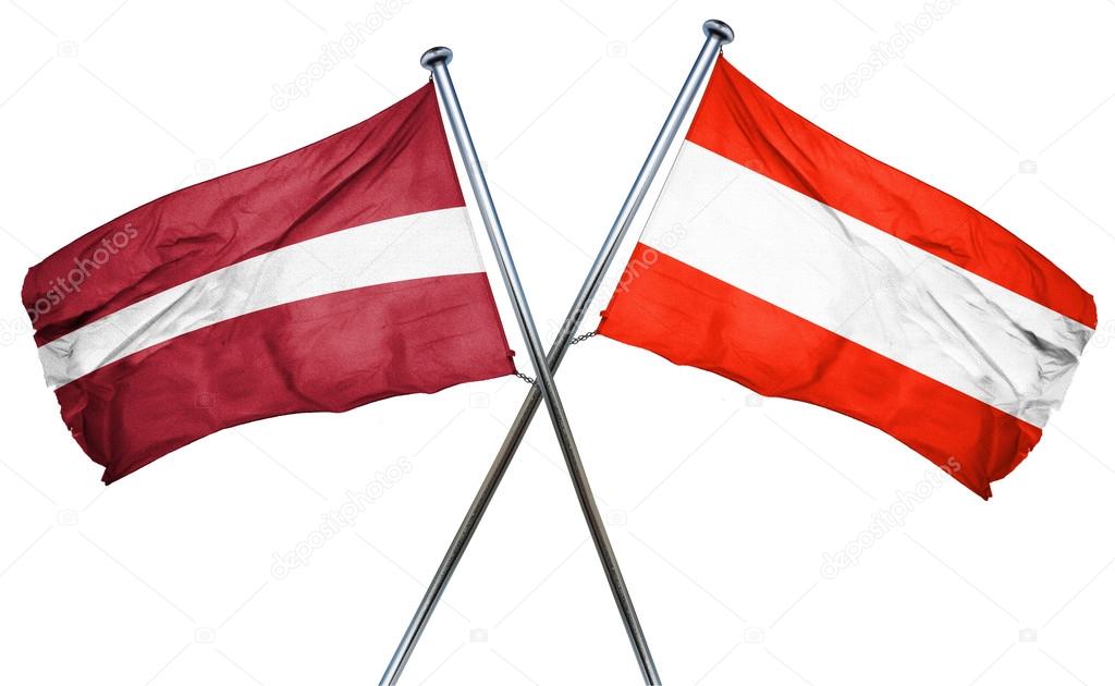 Latvia Flag With Austrian Flag 3d Rendering Stock Photo Image By C Ellandar 112143236
