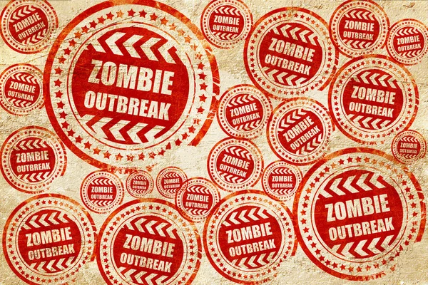 Zombie virus concepto fondo, sello rojo en un papel grunge tex — Foto de Stock