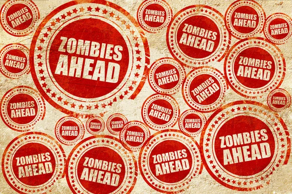 Zombies ahead, rode stempel op een grunge papier textuur — Stockfoto
