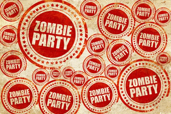 Zombie party, červené razítko na povrch papíru grunge — Stock fotografie