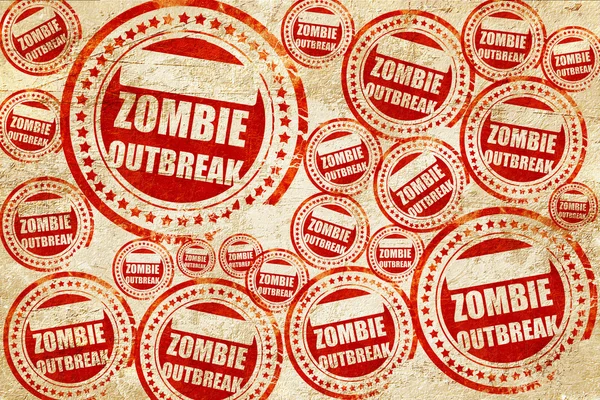 Zombie virus concept achtergrond, rode stempel op een grunge papier tex — Stockfoto