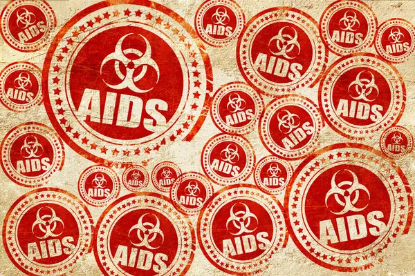 AIDS virus concetto di sfondo, timbro rosso su una carta grunge textu — Foto Stock