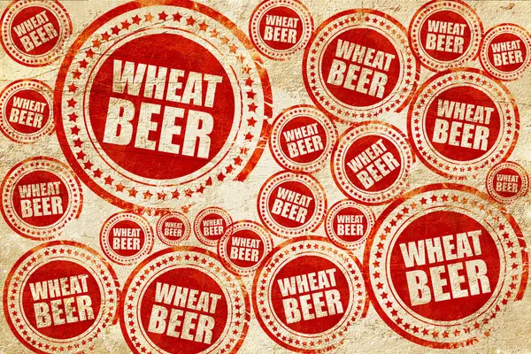 Cerveza de trigo, sello rojo en una textura de papel grunge — Foto de Stock
