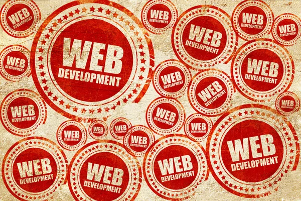 Web utveckling, röd stämpel på en grunge pappersstruktur — Stockfoto