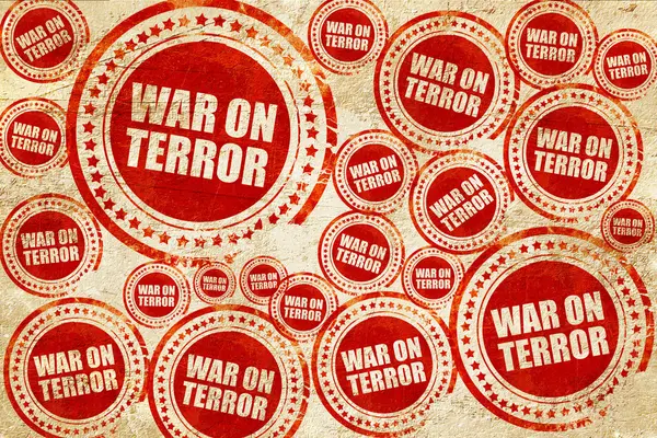 Guerra contra el terror, sello rojo en una textura de papel grunge — Foto de Stock