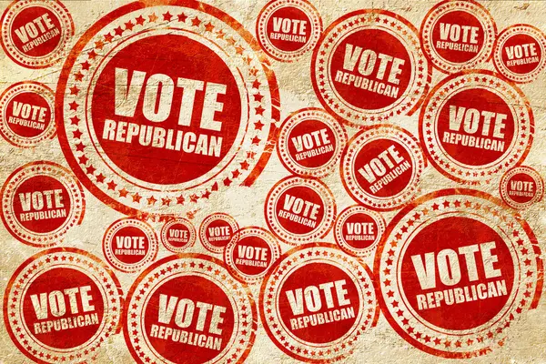 Ψηφοφορία Ρεπουμπλικάνων, κόκκινη σφραγίδα για την υφή του χαρτιού μια grunge — Φωτογραφία Αρχείου
