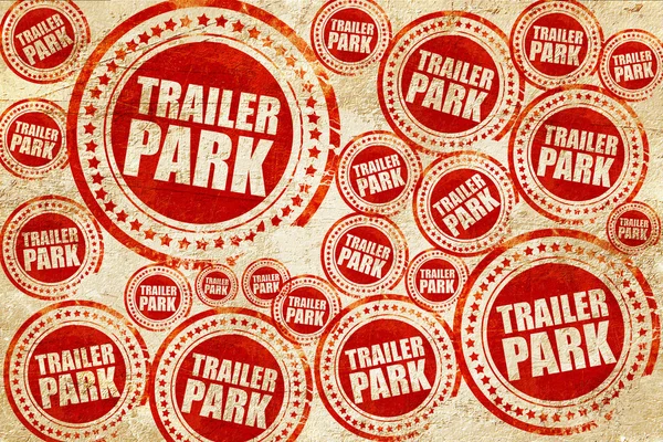 Trailerpark, roter Stempel auf Grunge-Papier — Stockfoto