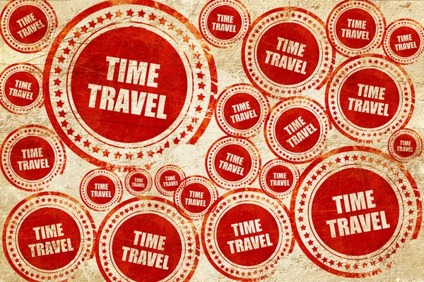 Voyage dans le temps, timbre rouge sur une texture de papier grunge — Photo