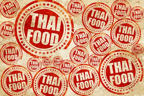 Thailändisches Essen, roter Stempel auf Grunge-Papier — Stockfoto