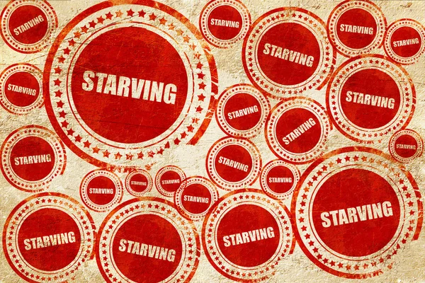Πεινασμένους, κόκκινη σφραγίδα για την υφή του χαρτιού μια grunge — Φωτογραφία Αρχείου