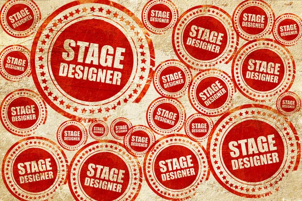 Etapie projektanta, czerwony znaczek na grunge tekstury papieru — Zdjęcie stockowe