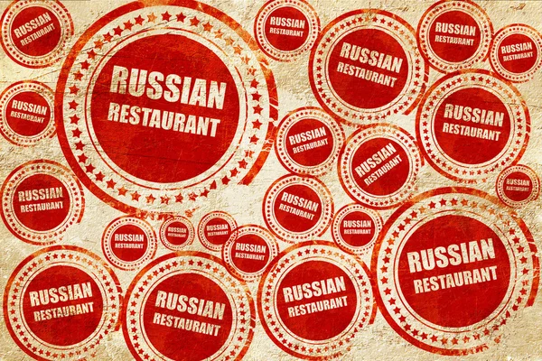 Köstliche russische Küche, roter Stempel auf Grunge-Papier — Stockfoto