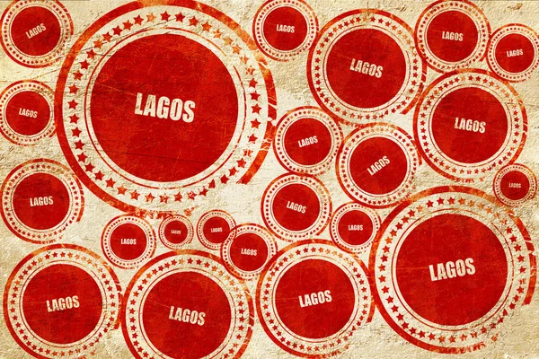 Lagos, sello rojo en una textura de papel grunge —  Fotos de Stock