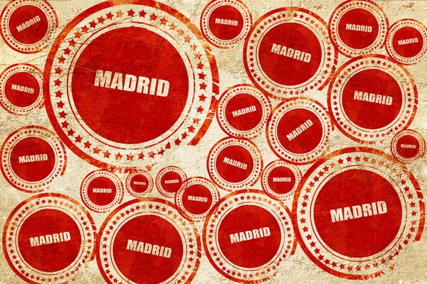 Madryt, czerwony znaczek na grunge tekstury papieru — Zdjęcie stockowe