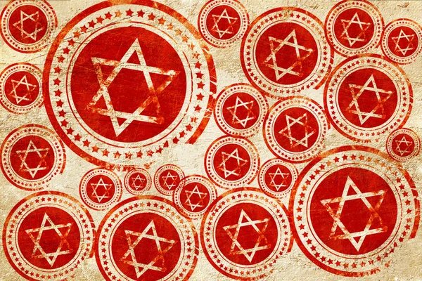 Star of david, red stamp on a grunge paper texture — Stock Photo, Image