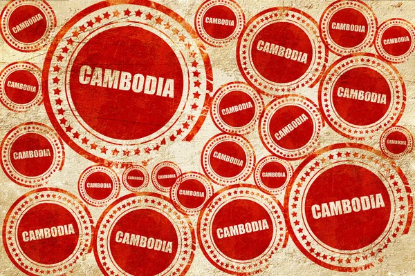 Cambodia, rode stempel op een grunge papieren textuur — Stockfoto