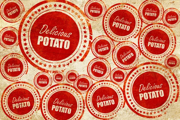 Вкусный картофельный знак, красная печать на гигантской бумажной текстуре — стоковое фото