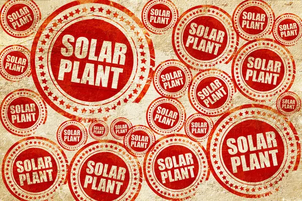 Εργοστάσιο ηλιακής ενέργειας, κόκκινη σφραγίδα για την υφή του χαρτιού μια grunge — Φωτογραφία Αρχείου