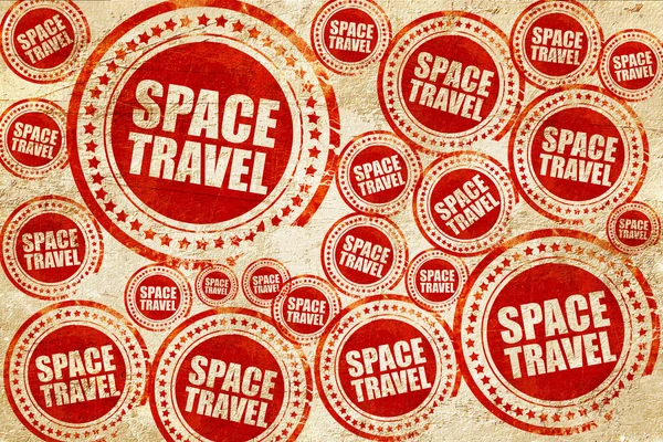 Voyage spatial, timbre rouge sur une texture de papier grunge — Photo