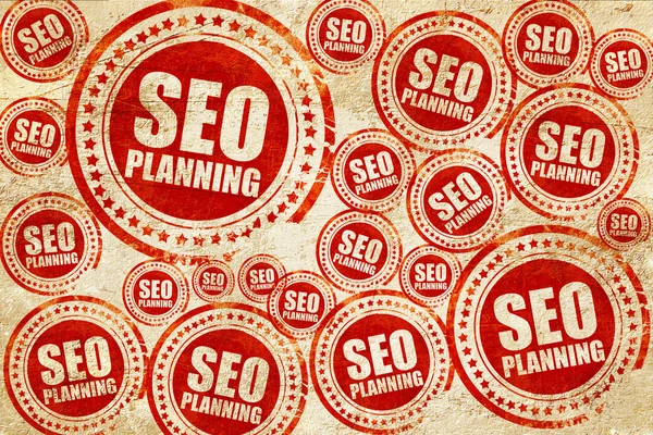 Seo planning, red stamp on a grunge paper texture — Stock Photo, Image