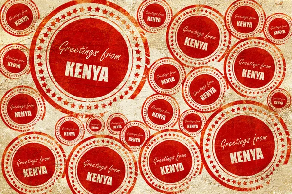 ケニア、グランジ紙テクスチャの赤いスタンプからのご挨拶 — ストック写真