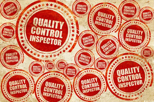 Kontrola jakości inspektor, czerwony znaczek na grunge tekstury papieru — Zdjęcie stockowe