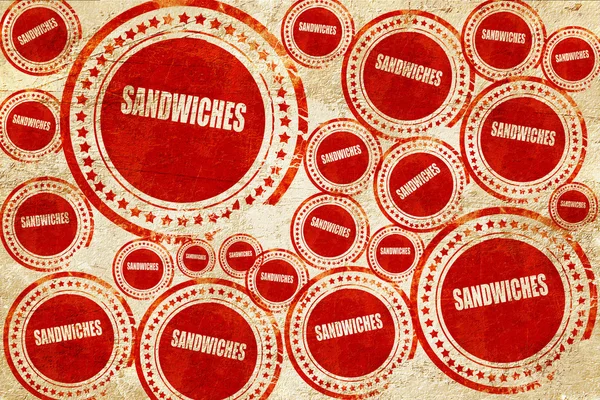 Heerlijke sandwich teken, rode stempel op een grunge papier textuur — Stockfoto