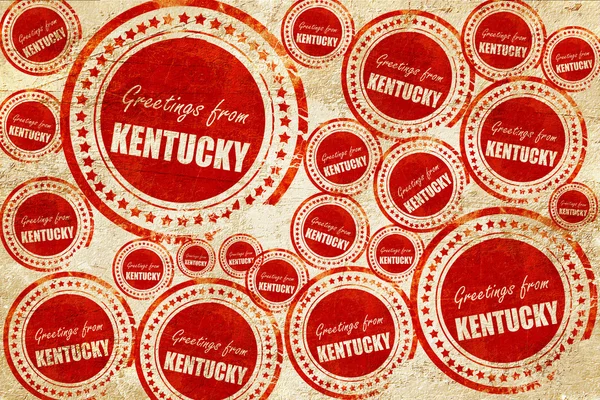 Hälsningar från Kentucky, röd stämpel på en grunge papper textur — Stockfoto