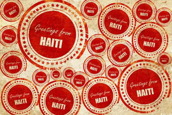 Saluti da haiti, timbro rosso su una texture di carta grunge — Foto Stock