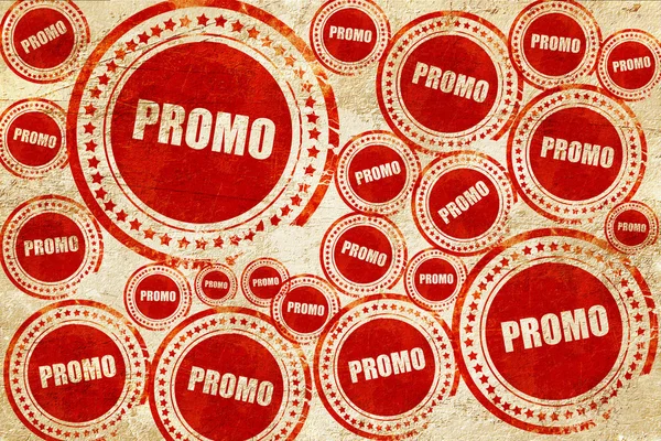 Promo signo fondo, sello rojo en una textura de papel grunge —  Fotos de Stock