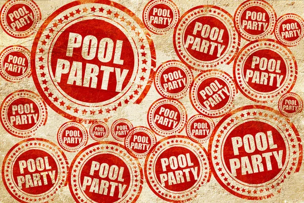 Fiesta en la piscina, sello rojo en una textura de papel grunge — Foto de Stock