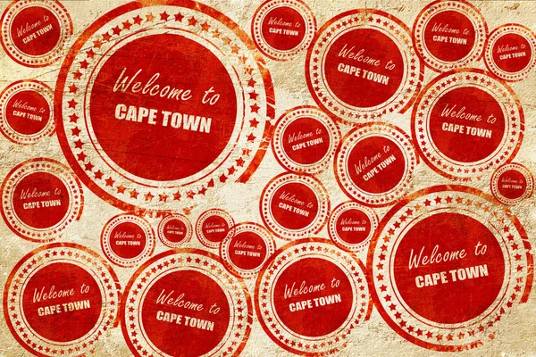 Welkom bij Kaapstad, rode stempel op een grunge papier textuur — Stockfoto