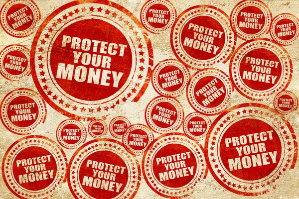 Schützen Sie Ihr Geld, roter Stempel auf Grunge-Papier — Stockfoto
