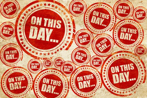 On this day..., red stamp on a grunge paper texture — Stock Photo, Image